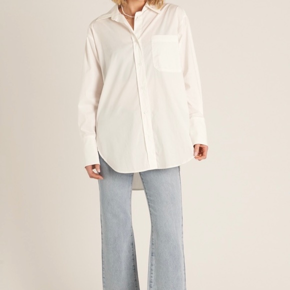 En Créme Long Sleeve Oversize Button Down Shirt - Picture 1 of 5